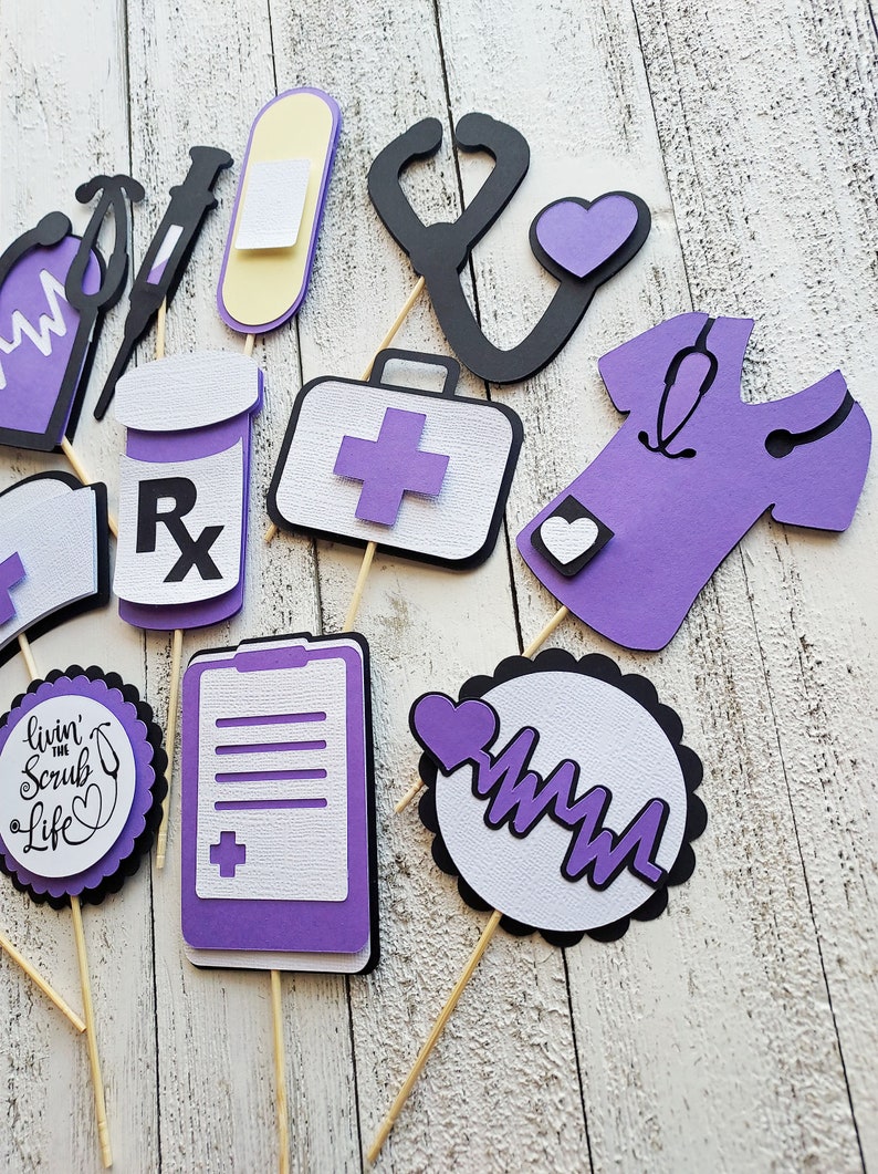 Purple Nurse Cupcake Toppers Medical Cupcake Essential Etsy