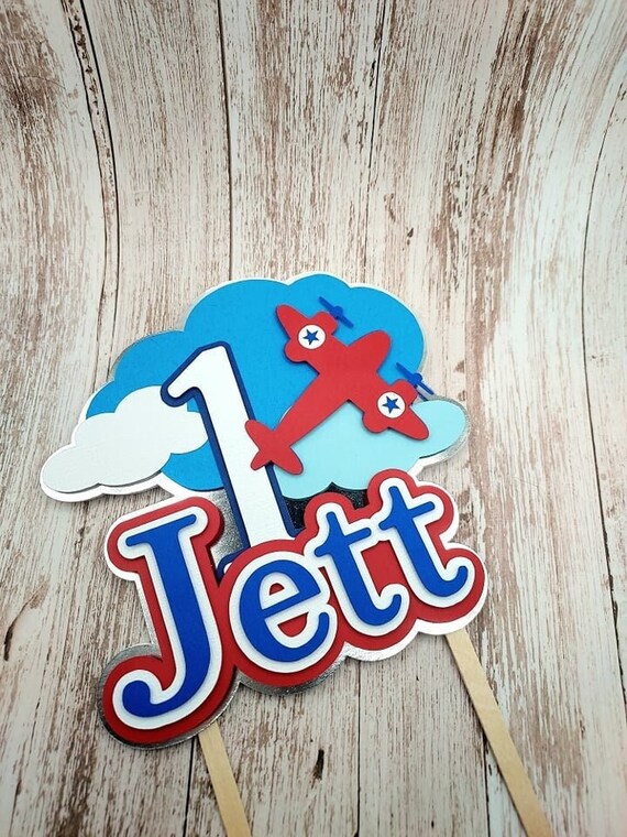 Airplane Cake Topper Time Flies Cake Topper Name Pilot - Etsy