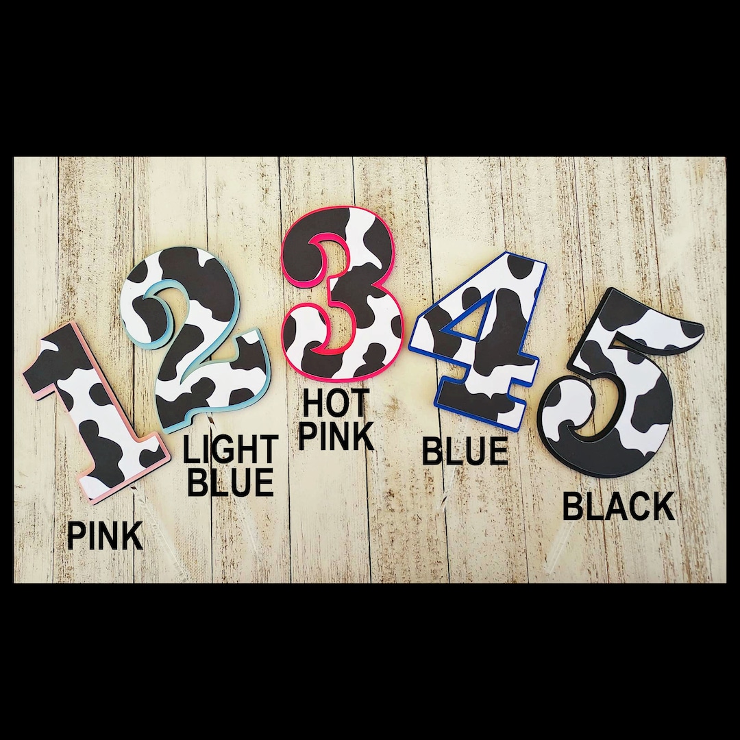 Cow Cake Topper, Cow Print Cake Topper, Cow Number, Cow Party, Farm ...