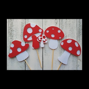 Mushroom Cupcake toppers, Mushroom party,Garden Party, Woodland, Fairy party, Toadstool Cupcake Toppers, Baby shower, birthdays