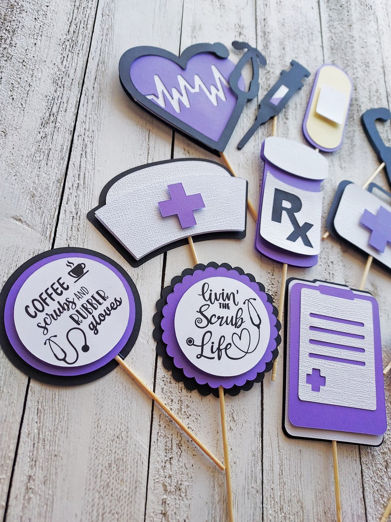 Purple Nurse Cupcake Toppers Medical Cupcake Essential Etsy