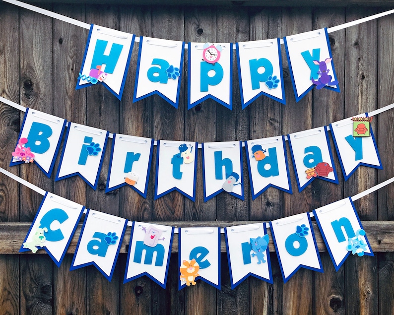 Blues Clues Birthday Banner Blues clues Handmade Blues clues birthday banner blues clues birthday Blue and Magenta Blues clues party