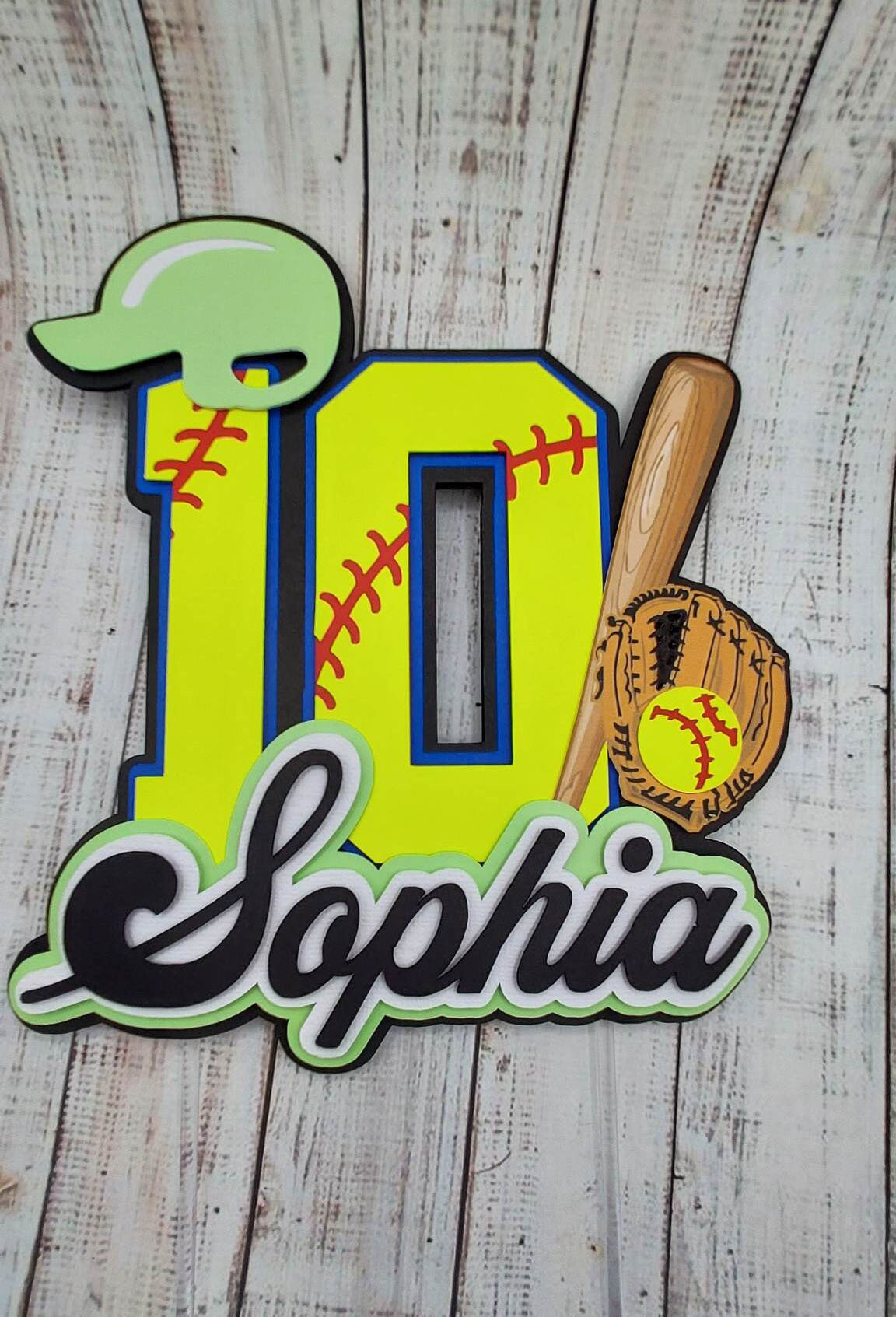 Mint Green Softball cake topper, Softball Birthday, Softball Birthday Cake topper, Softball