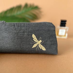 Linen cosmetic bag Toiletry Bag Make up pouch bag Travel cosmetic bag Travel accessory holiday gift  Mothers day gift