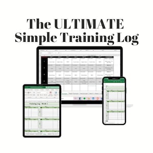 Könnte beinhalten: Ein Screenshot eines Computerbildschirms, der eine Tabellenkalkulation mit einem Trainingsprotokoll zeigt. Die Tabellenkalkulation trägt den Titel "The ULTIMATE Simple Training Log". Die Tabellenkalkulation ist in Spalten für jeden Tag der Woche unterteilt, und jede Zeile repräsentiert ein anderes Training. Die Tabellenkalkulation enthält eine Spalte für Kommentare, in der Benutzer ihren Fortschritt verfolgen können.