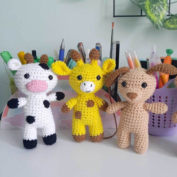 Crochet Animal doll (lion, cow, turtle, butterfly, cat, pig, sheep, giraffe, wolf, dog, rabbit  elephant, mouse, frog, bear) ,Plush