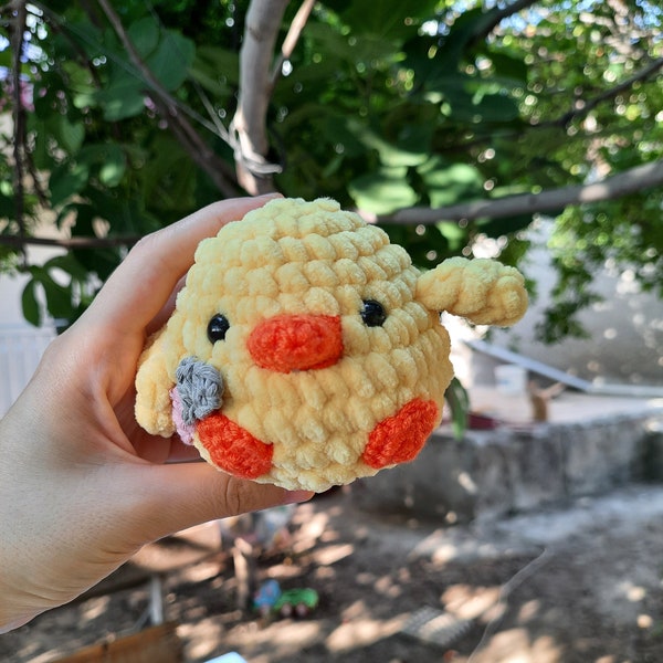 Duck with Knife Plush, Fluffy Crochet Animals