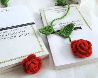 Rose Crochet Bookmark, Floral Reader Gift