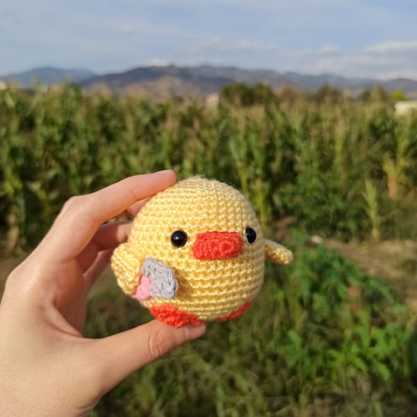 Canard avec couteau, poussin au crochet avec couteau, mème amigurumi mignon