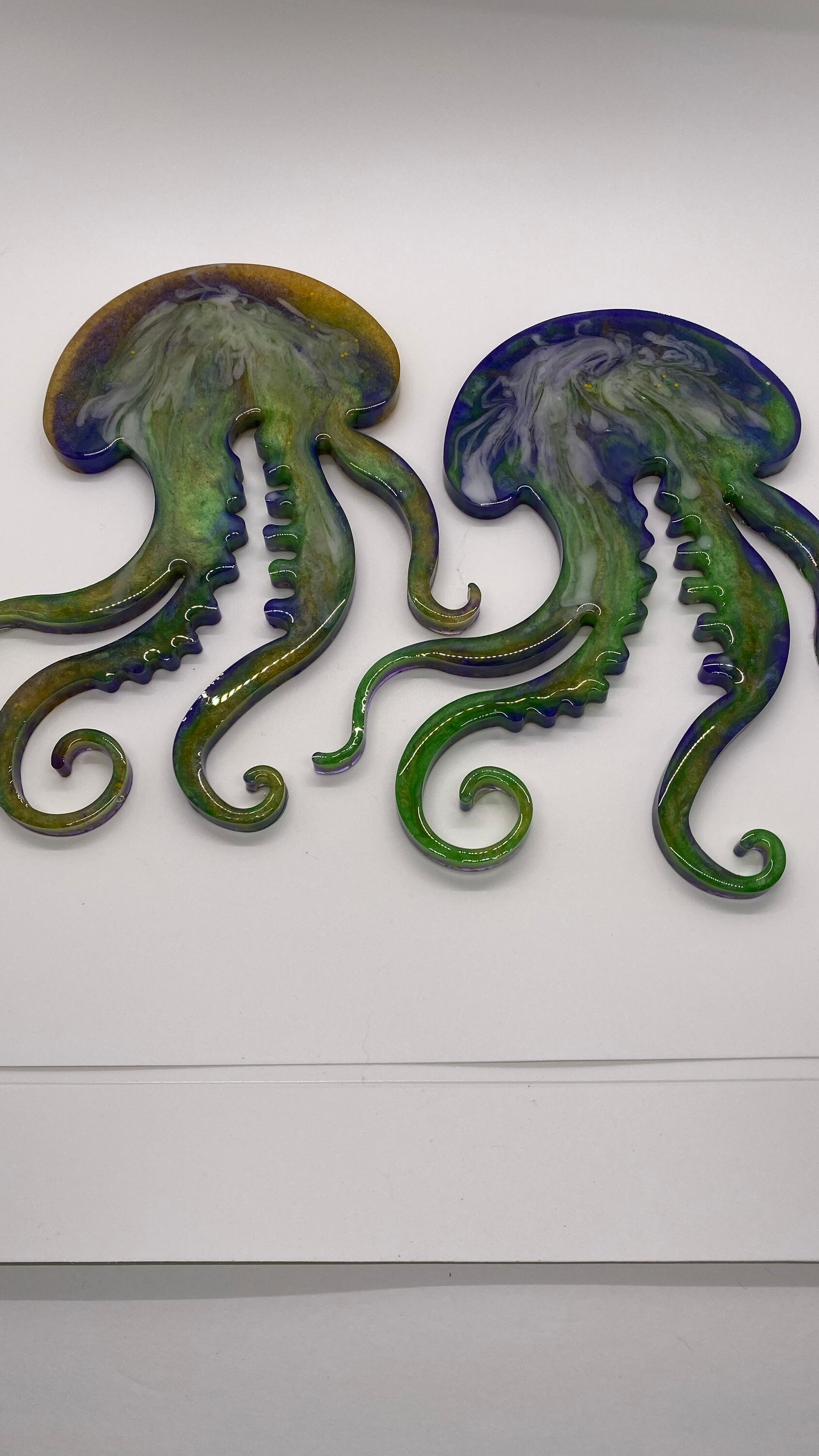 Jellyfish acrylic resin wall art set of two Etsy