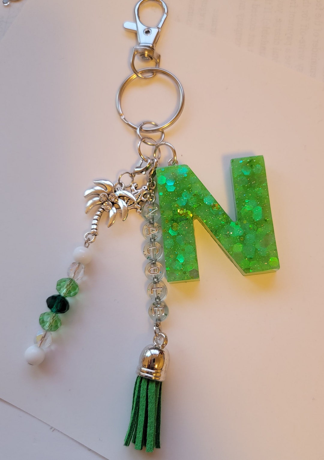 Initial Keychain - Etsy