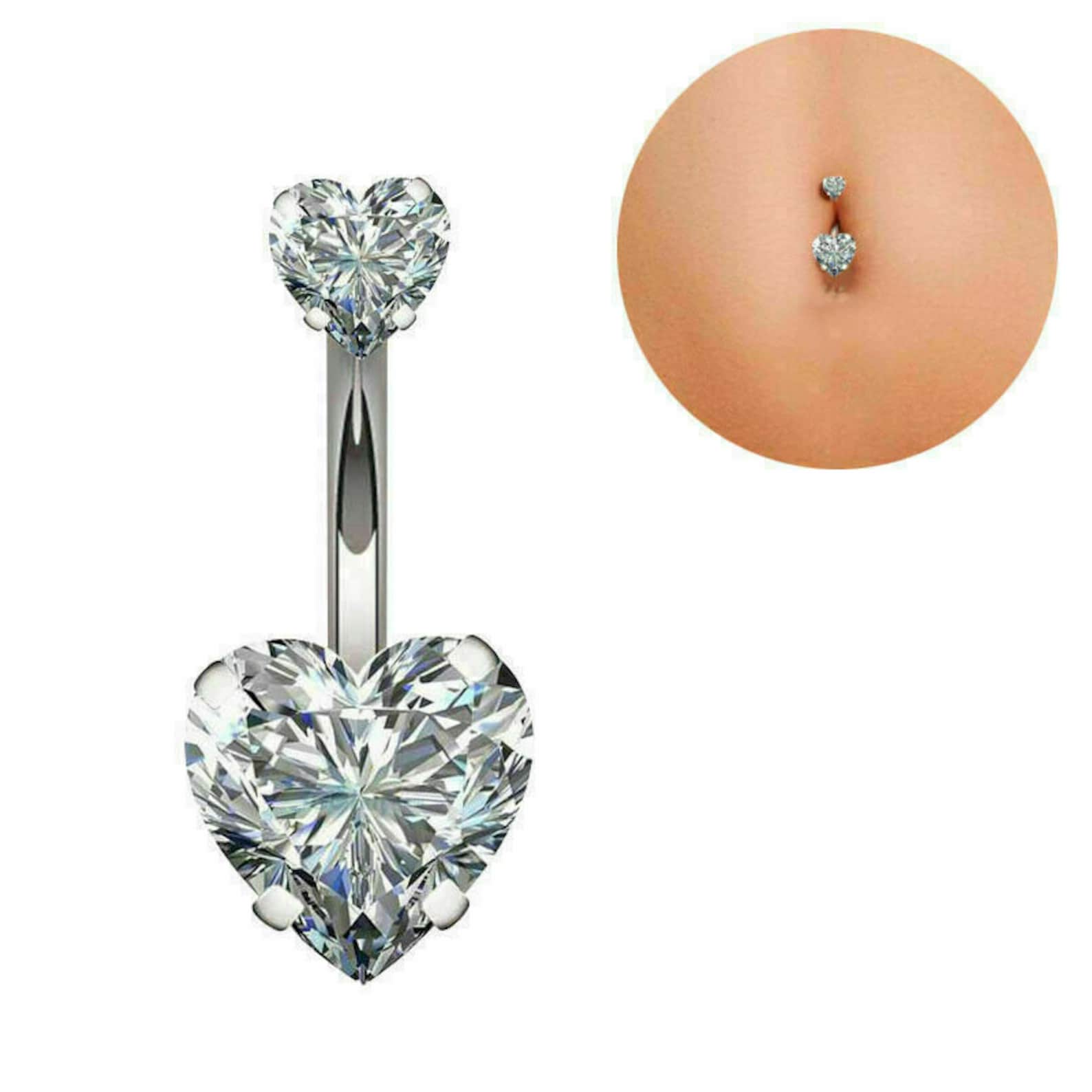 0.50 Ct Heart Cut Diamond Navel Belly Button Ring Heart Etsy