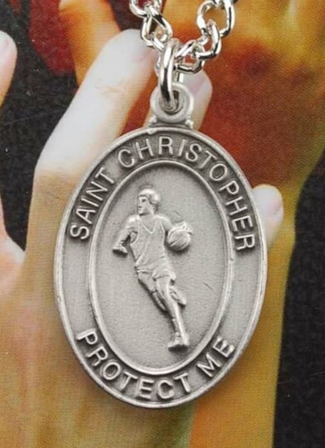 Saint Christopher Boys Basketball Medal With Prayer Card, Pewter Sports ...