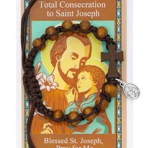 Consecration to Saint Joseph Men&#39;s Brown Bracelet with 10 Beads