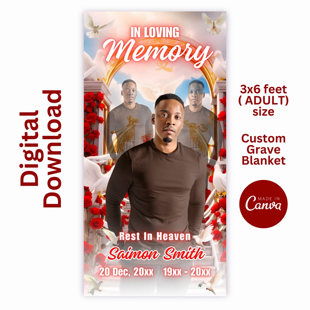 Memorial Grave Blanket Template, Editable Memorial Grave Blanket, Edit ...