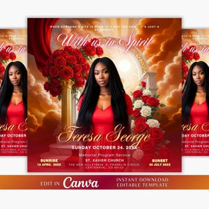 Memorial Funeral Announcement Flyer, Funeral Announcement Template, Funeral Invite Invitation, Rest In Peace Editable Flyer Editable Custom