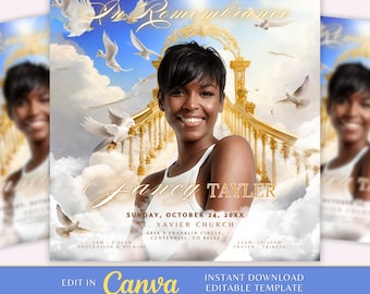 Memorial Funeral Announcement Flyer, Funeral Announcement Template, Funeral Memorial Announcement Flyer, Rest In Peace Flyer, Canva Editable