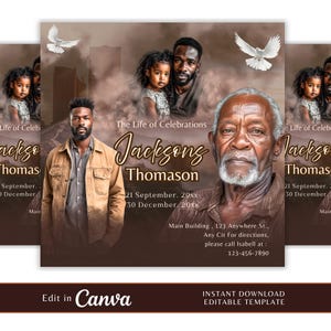 Memorial Funeral Announcement Flyer, Funeral Announcement Templates, Funeral Invite Invitation, Rest In Peace Editable Flyer Editable Custom