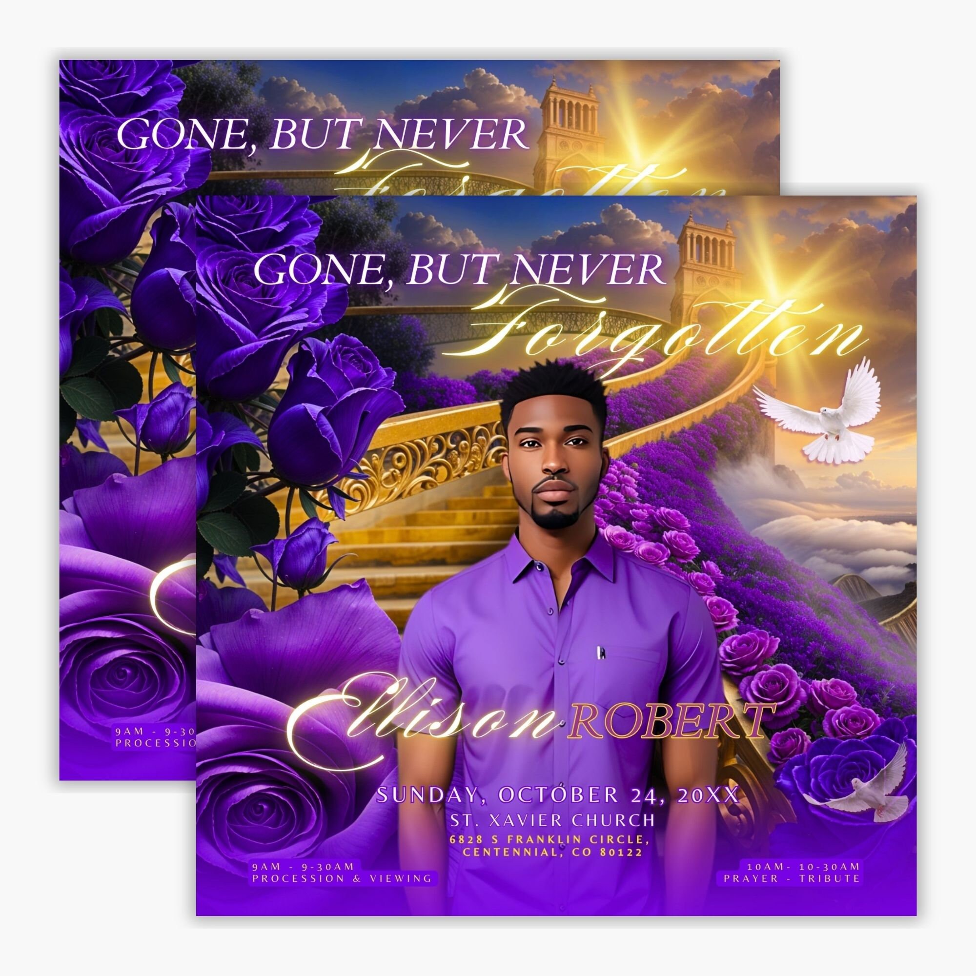 Memorial Funeral Announcement Flyer, Funeral Announcement Template