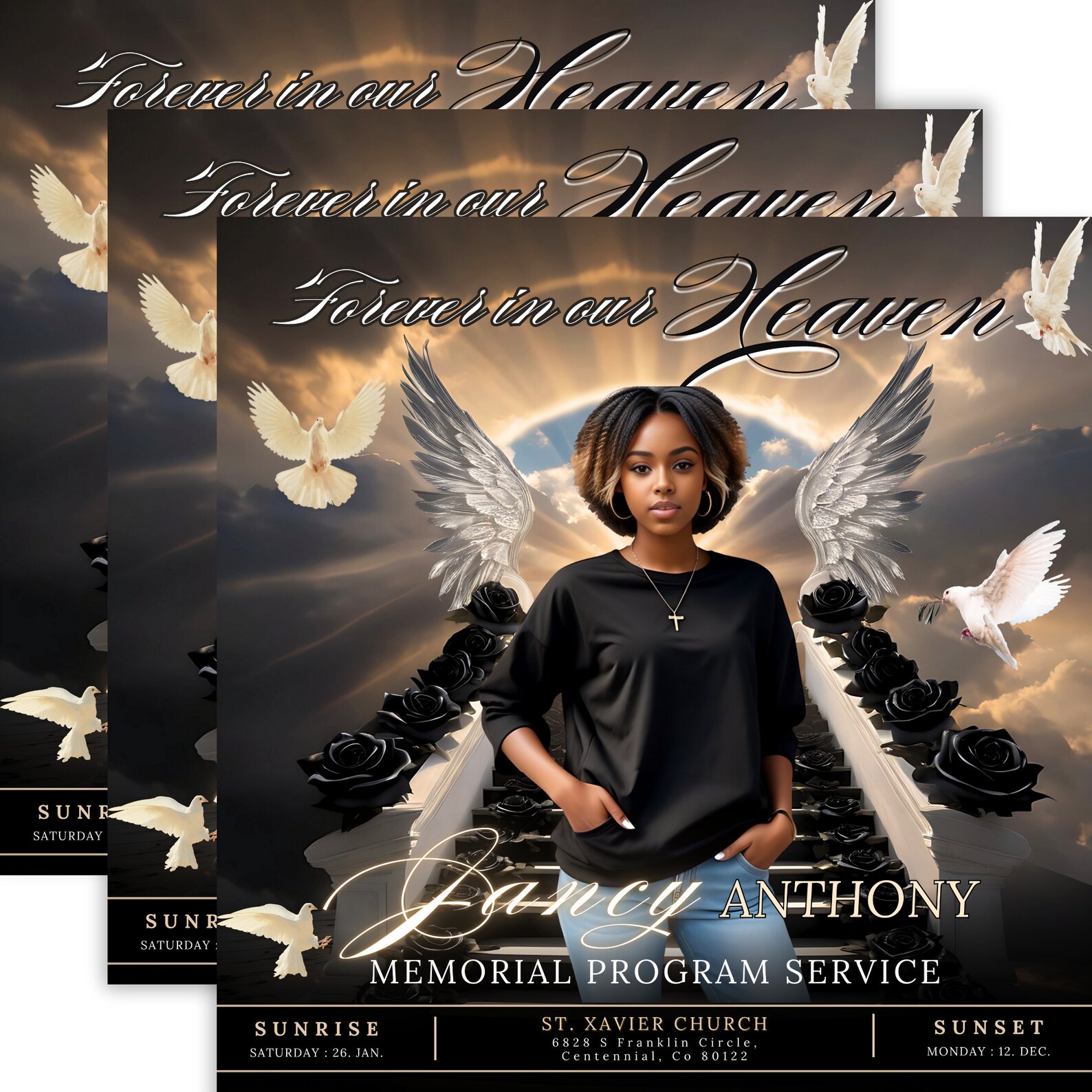 Memorial Funeral Announcement Flyer, Funeral Announcement Template