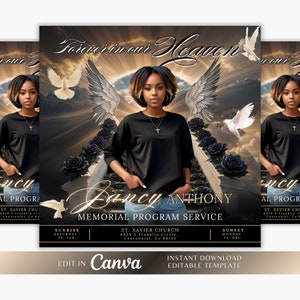 Memorial Funeral Announcement Flyer, Funeral Announcement Template, Funeral Invite Invitation, Rest In Peace Editable Flyer Editable Custom