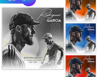 Custom Sports Canva Professional Templates, Baseball and Softball Posters, Senior Banners Sports Designs, Signature Player - V Poster/Banner