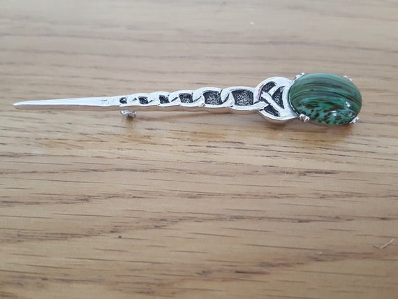 Vintage Scottish Celtic Kilt Pin or Brooch With G… - image 1