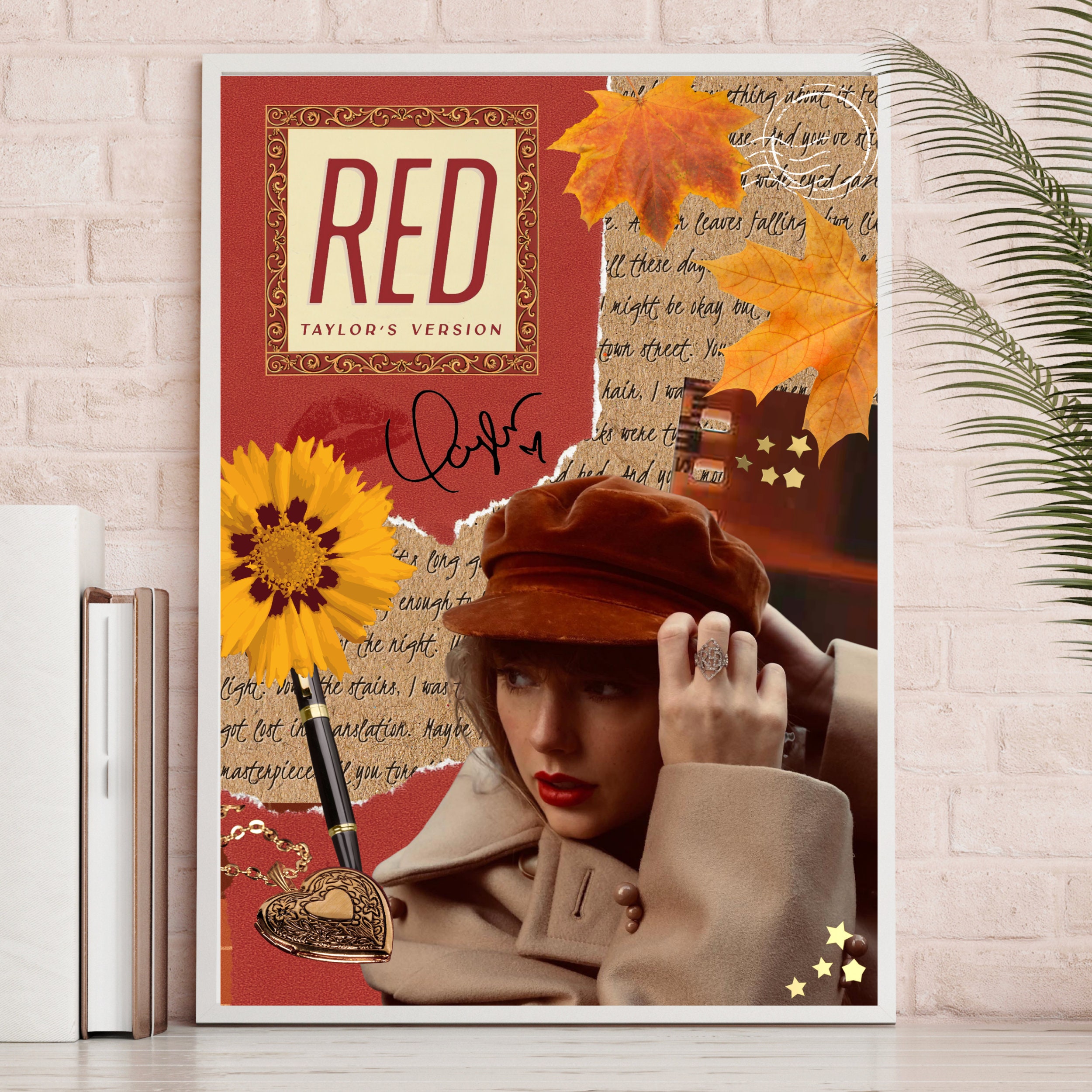 Taylor Swift Art Poster Red Taylors Version Collage Etsy UK