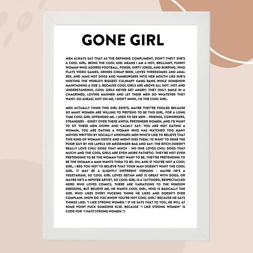 Cool Girl Monologue Gone Girl Movie Script Gone Girl Cool Girl Monologue Art Print - Etsy