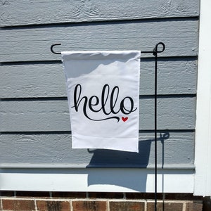 Hello garden flag, garden flags, mailbox flags, simple cute garden flags, small flags, hello with heart flag