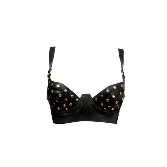 latex studded bra