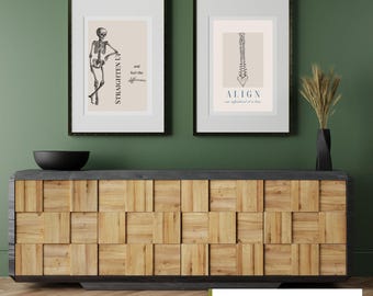 Chiropractor Art  Minimal Skeleton and Spine Wall Art