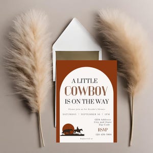 Little Cowboy Baby Shower Invite, Digital Download, Wild West Theme Invitation, Printable Western Invitation