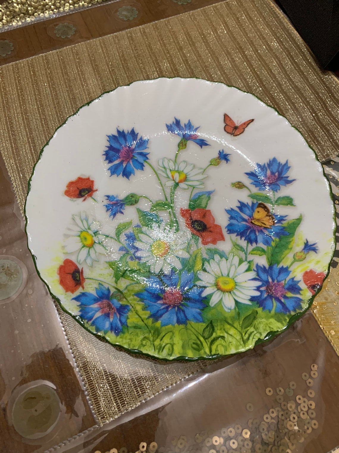A delightful decoupage art work on a ceramic plate Ideal for Etsy