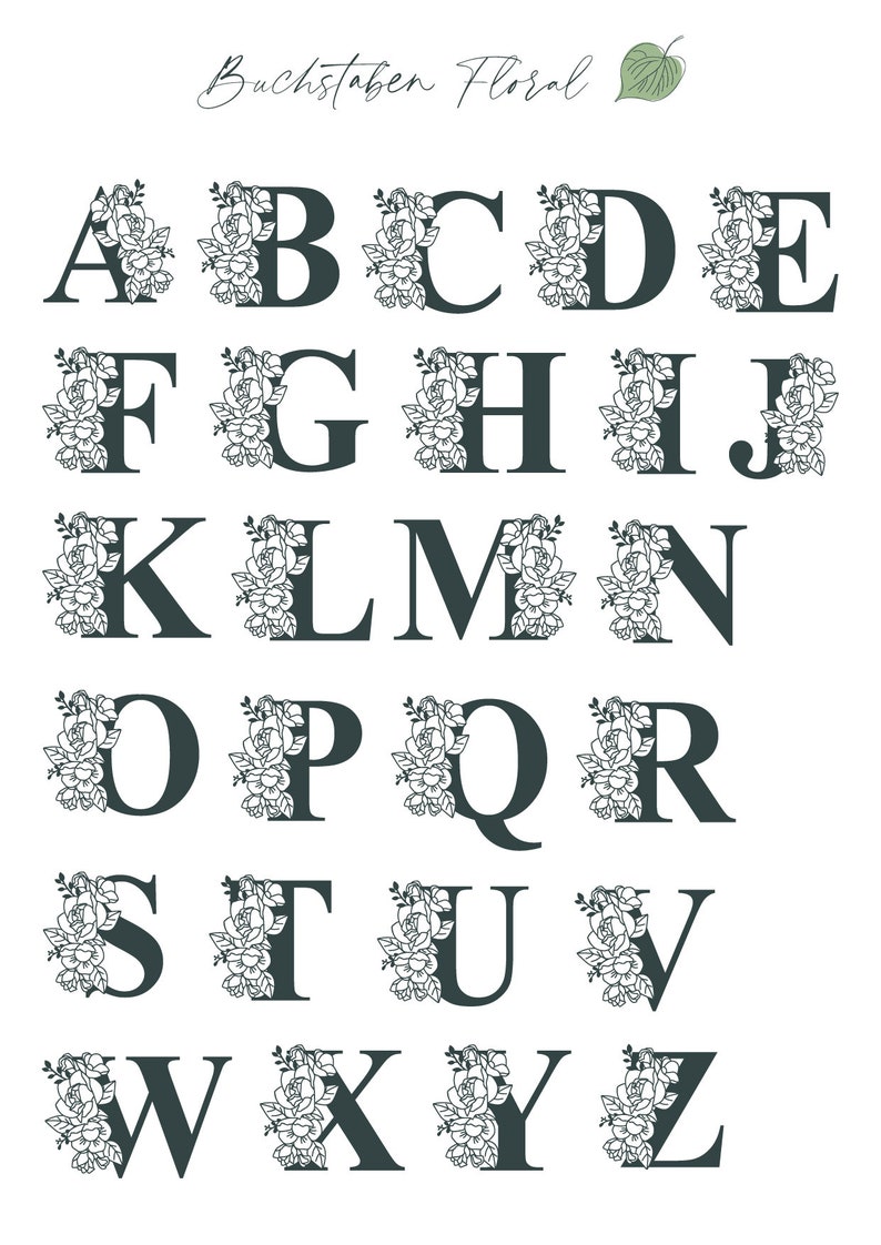 Letters Floral Wood Gift Idea ++Quantity Discount++ Letters flowers design made of wood Laser Cut Nature