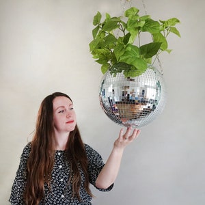 Disco ball plant pot holder - flower mirrorball for hanging with 20 cm  diameter