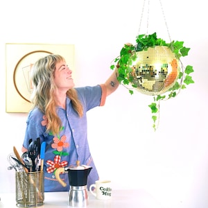 Dado Gold Disco Ball Plant Hanger With Retro Packaging.