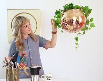 Dado Rose Gold Disco Ball Plant Hanger With Retro Packaging.