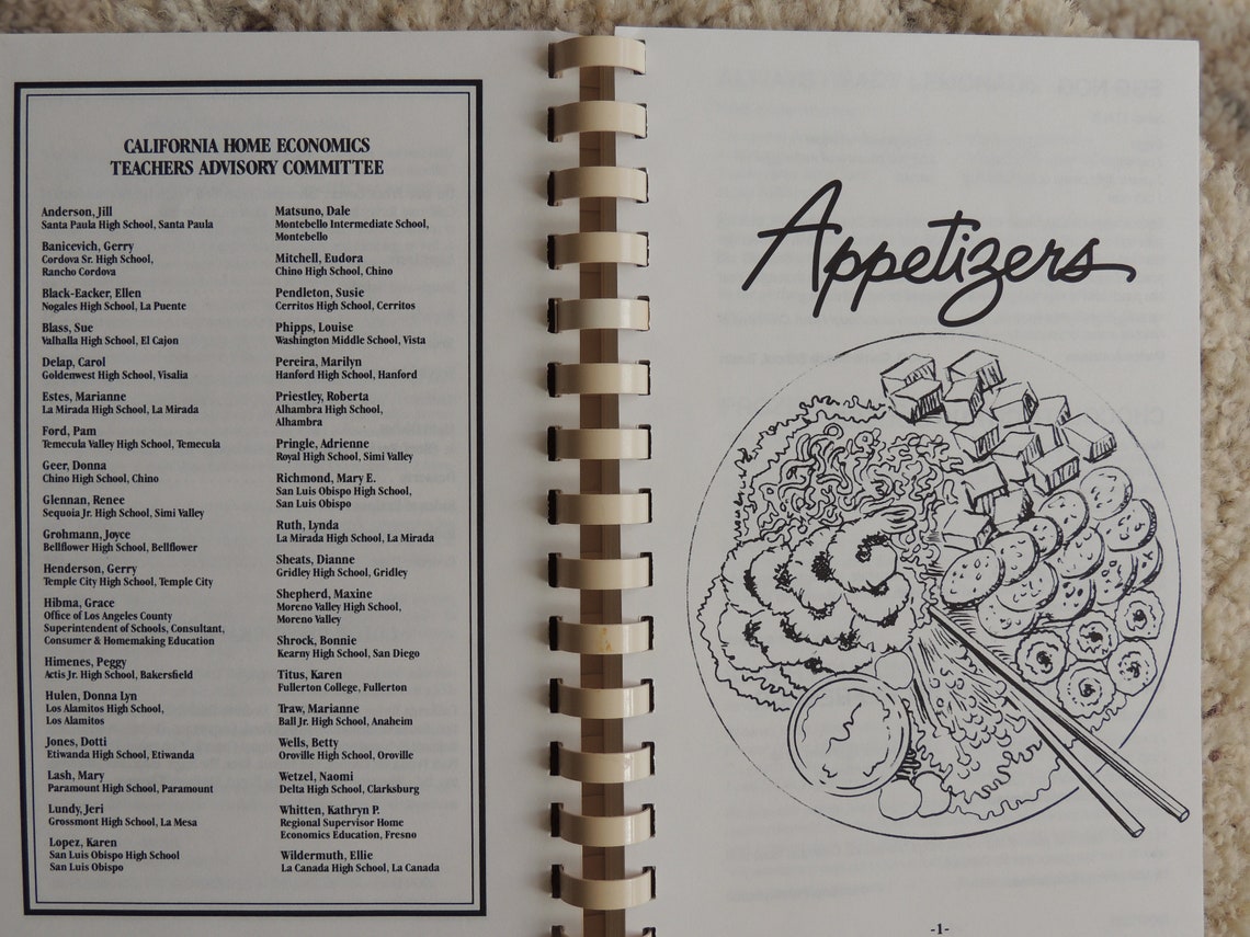Home Economic Teachers Recipes/1991 Spiral Softcover 154 pgs Etsy