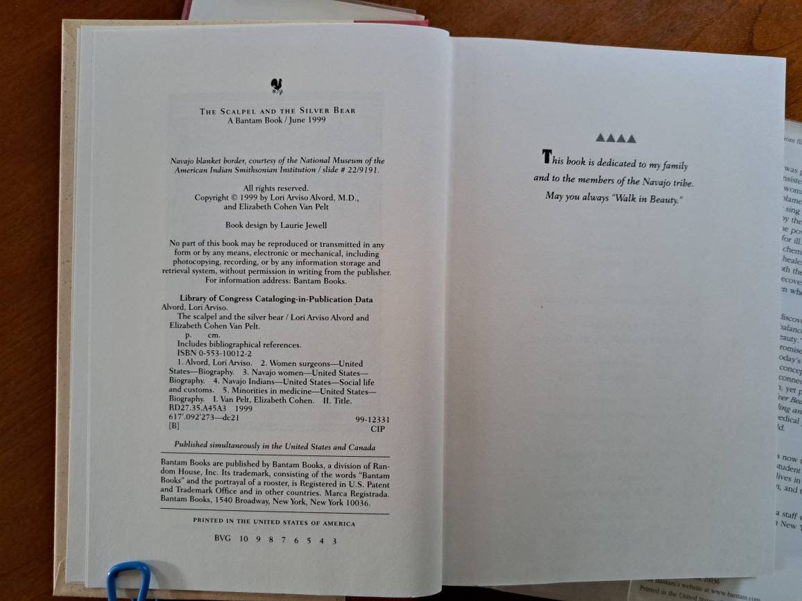 1999 1st Editionthe Scalpel and the Silver Bear/1st Navajo Woman