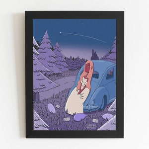 Star Gazing Download Print, Wall Art, Dream, Stars, Forest, Children&#39;s Illustration, International A Paper Ratio