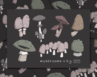 Mushroom A6 Glossy Sticker Sheet