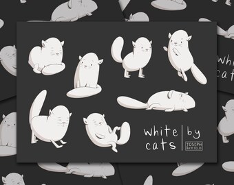 White Cats A6 Glossy Sticker Sheet