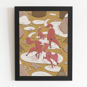 Woodland Foxes Download Print, Wall Art, Fox, Forest, Wood, Children&#39;s Illustration, International A Paper Ratio