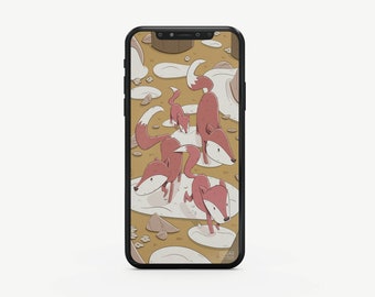 Woodland Foxes Phone Wallpaper, Digital Download, Fox, Forest, Wood, Children's Illustration, Smartphone Sizes