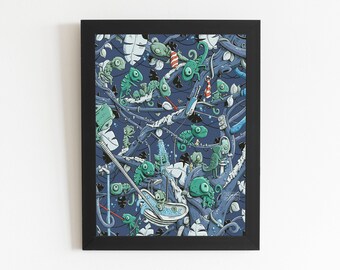Chameleon Digital Download Print, Wall Art, Chameleons, Jungle, Humorous, Children's Illustration, International A Paper Ratio