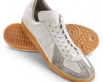 SUPERGRADE Original German Army Leather Trainers White