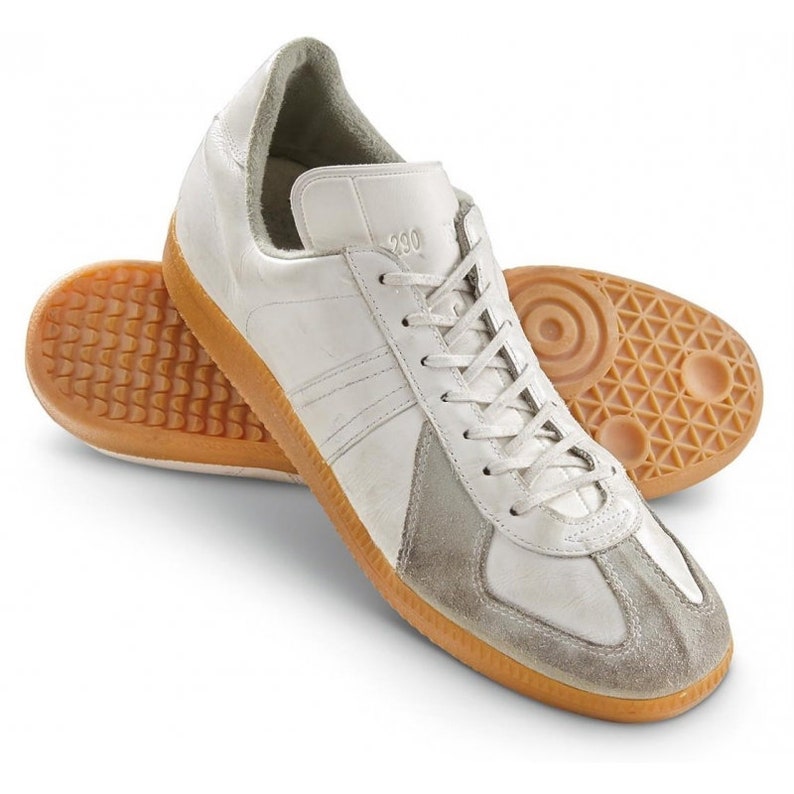 SUPERGRADE Original German Army Leather Trainers White image 1