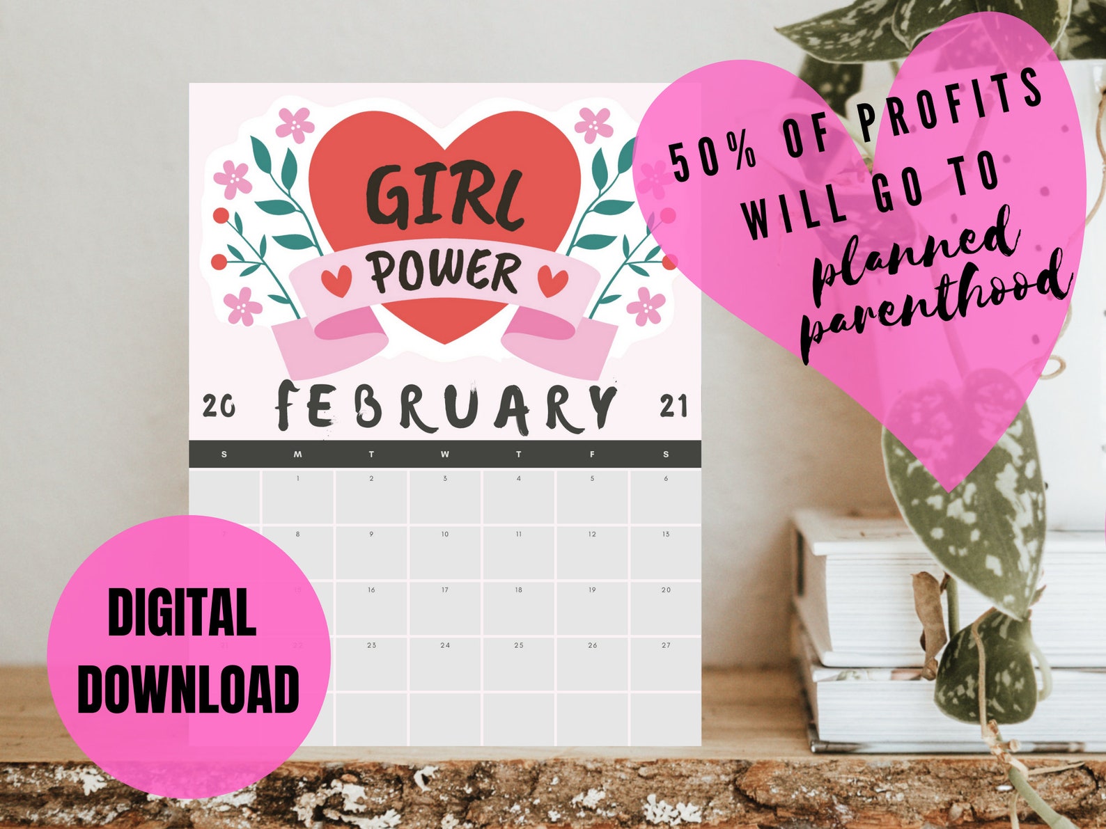 Printable Feminist Calendar Empower with Grace Etsy