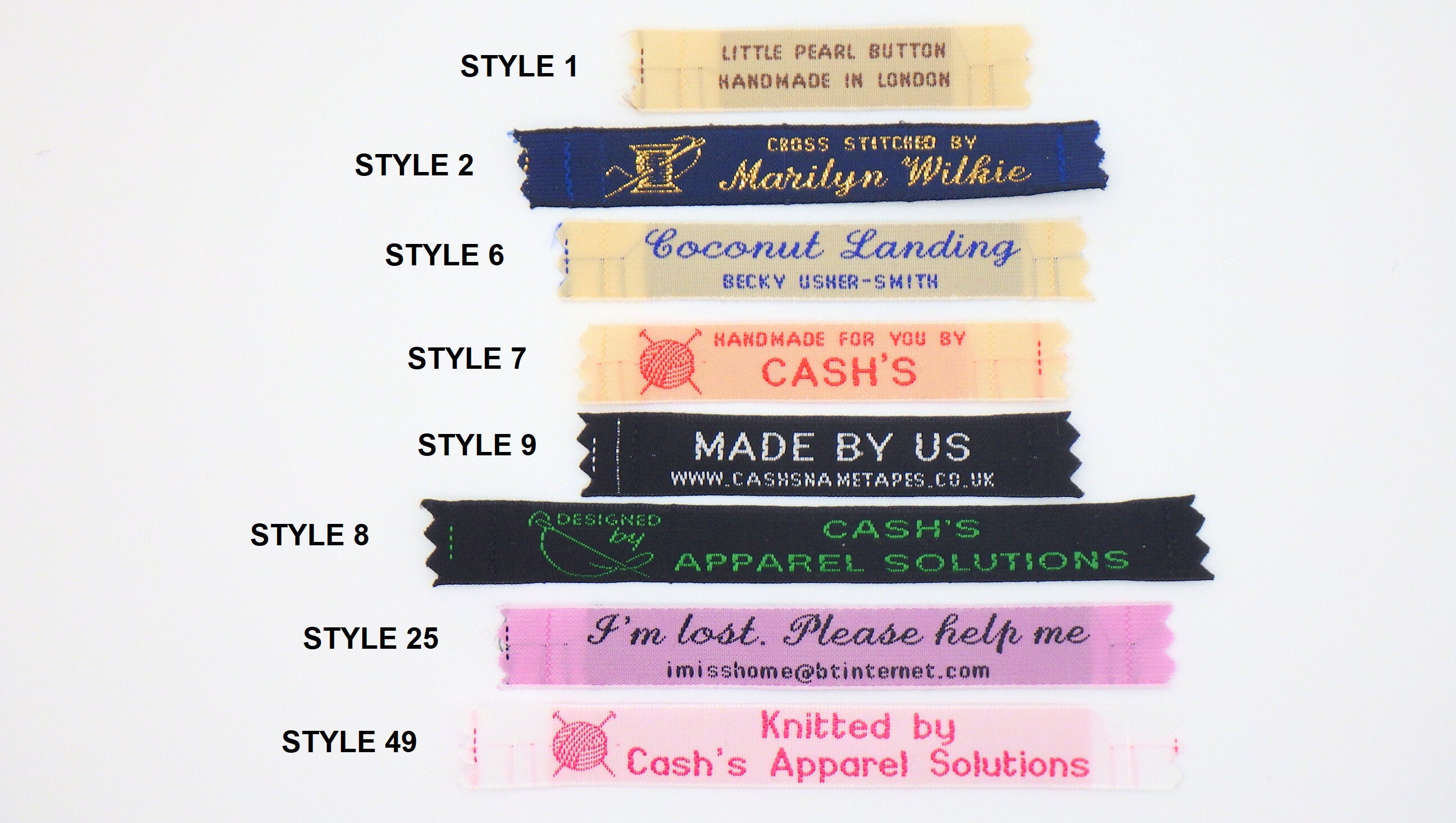 Pre-Cut Sew On 12mm Designer Woven Name Tapes/Craft Labels/Sewing Labels/Knitting Labels/Handmade Labels/Name Tags/Personalised Name Labels